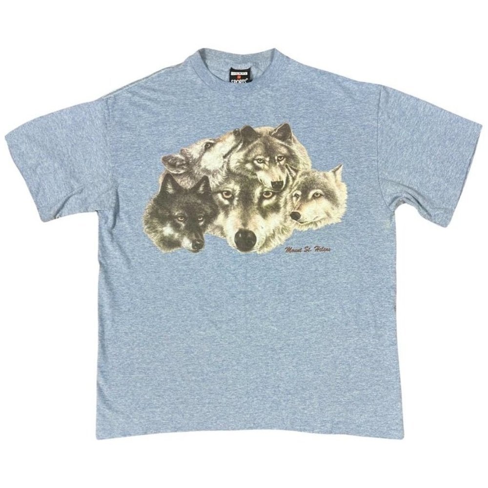 Vintage Single Stitch Judi Rideout‎ Wolf Graphic Tshirt Men XL St Helens Oregon
